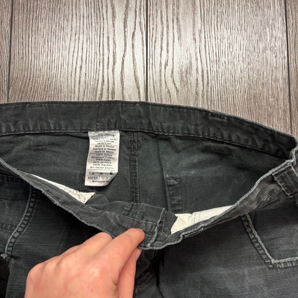 Carhartt Black Cargo Pants Double Knee Relaxed Men's Sz 32x30 B342-BLK - Picture 5 of 8